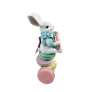 SWEET TREATS Easter Bunny With Pastel Macaroons Figurine NEW - Picture 1 of 7