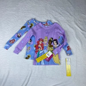 Disney Princess Lot of 2 Pajama Top Girls 4T Purple Cartoon Characters Snug Fit - Picture 1 of 7