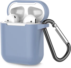 Protective Silicone Case with Keychain for Apple Airpods 1 & 2 (Front LED Not Vi - Picture 1 of 12