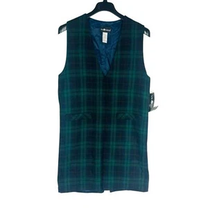 Neu Vintage Sag Harbor Damen Gr. 12 Kleid kariert geknöpfte Taschen gefüttert Wollmischung Neu mit Etikett - Bild 1 von 9