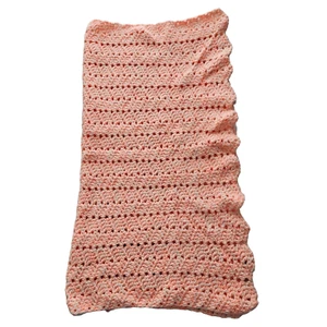 Handmade Peach/Pink Crochet Baby Blanket 40"x43" Nursery Infant Toddler - Picture 1 of 5