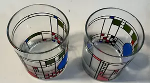 (2) Vintage Frank Lloyd Wright MOMA Rocks Becher Glas Paar Urlaub gebeizt - Bild 1 von 8