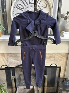 CHLOE girls 2 piece set outfit sweatsuit activewear - navy blue - sz girls 4 - Picture 1 of 8