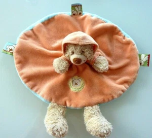 * DOUDOU PLAT ROND NICOTOY KIABI OURS ORANGE BLEU BEIGE  INDIEN CAPUCHE TBE - Picture 1 of 1