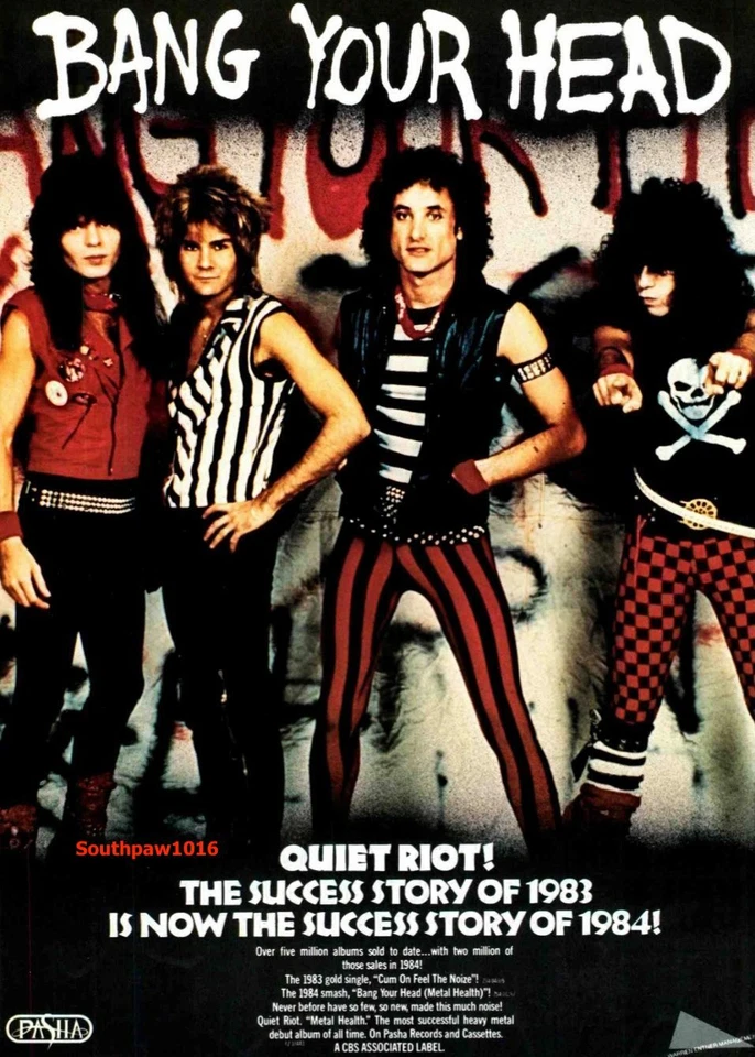 1984  Quiet Riot  "Bang Your Head" Song Release Music Industry Promo Reprint Ad - Image 1 of 1
