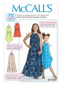 McCall's Learn To Sew SEWING PATTERN M7589 Girls Dresses Sizes XS-S Or M-XL - Picture 1 of 10