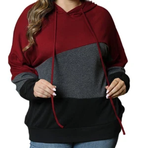 ROT GRAU SCHWARZ COLORBLOCK KORDELZUG HOODIE GRÖSSE 3X 22-24 - Bild 1 von 14