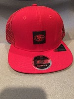 new era san francisco 49ers scarlet shanahan square trucker 9fifty adjustable snapback hat