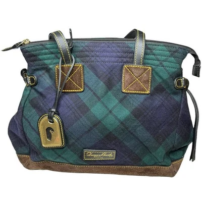 Bolso de gamuza marrón de lana a cuadros Dooney & Bourke Foto 1 de 4