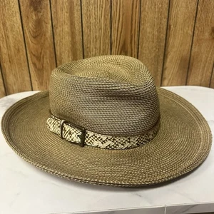 Eric Javits Squishee Sun Hat - Tan With Leather Snake Pattern - Picture 1 of 10