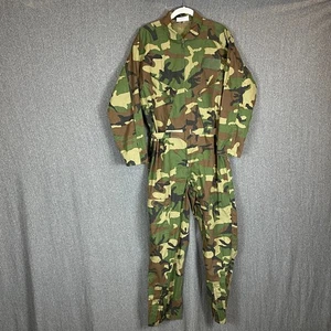 VTG Rothco Flight Suit Mens S Camo Woodland Air Force Overalls Utility Ankle Zip - Picture 1 of 16
