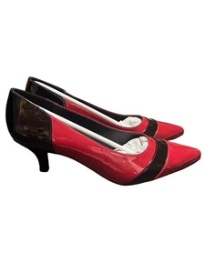 Vitco Dress Shoes Party Red With A Black Strip Low Heel Size 9 - Picture 1 of 7