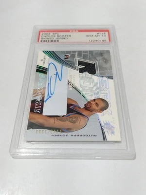 2002-03 UPPER DECK SPX JERSEY AUTO RC #118 CARLOS BOOZER/1999 PSA10 POP3 JAZZ - Image 1 of 2