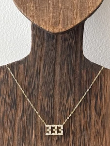 Collana 333 Numeri Angelo Argento Sterling 925 Zirconi Cristalli Tono Oro Catena 16”+2 - Foto 1 di 7