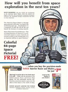 1963 Schick Razor: Astronaut, Space Exploration Vintage Print Ad - Picture 1 of 1
