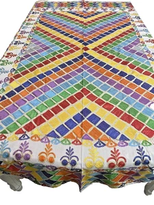 Vintage Aghabani Handarbeit bestickt Tischdecke Dekor Blumen Tischdecke 78x59 - Bild 1 von 11