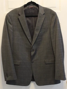 Tommy Hilfiger Jacket 2-Button Men's Size 44L Gray Window Pane Gingham Blazer - Picture 1 of 14