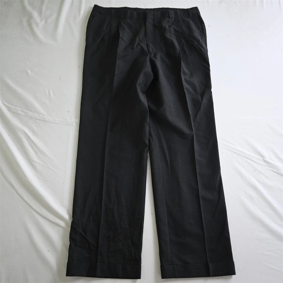 Vtg Brooks Brothers USA Made 36x32 Charcoal Gray Pleated Cuffed Mens Dress Pants - Image 1 of 4
