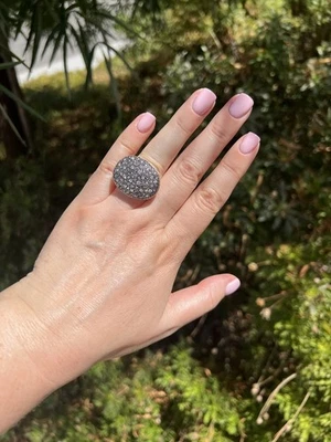 ANILLO DAVID YURMAN GRANDE OVALADO LUZ DE LAS ESTRELLAS DIAMANTE PLATA DE LEY .92CTTW Foto 1 de 4