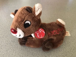 "Felpa Rudolph el reno nariz roja 5"" destellos nariz música Rudolph nariz roja" - Imagen 1 de 6