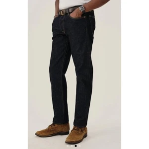 Jeans uomo Buck Mason Maverick slim fit lavaggio scuro bottoni fly denim taglia 34x34 - Foto 1 di 6