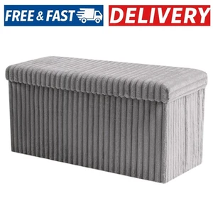 Gaveno Cavailia Grey Ottoman Storage Box Foldable Strong Design, 76cm x 35cm - Picture 1 of 8