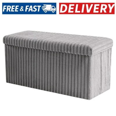 Gaveno Cavailia Grey Ottoman Storage Box Foldable Strong Design, 76cm x 35cm - Image 1 of 4