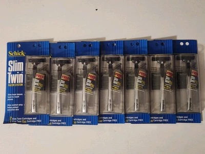 Sistema de afeitadora doble Schick Slim vintage (1990) 3 cartuchos con aloe "LOTE DE 7" Foto 1 de 2