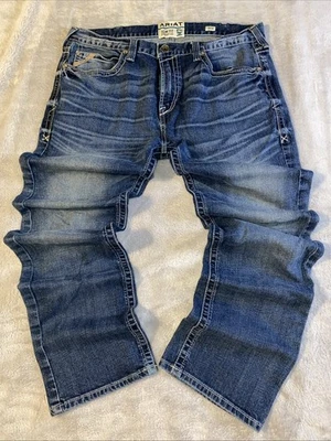 Pantalones de mezclilla rectos ajustados Ariat serie M M7 Coltrane para hombre lavado plateado 38x34 Foto 1 de 4