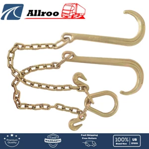 Tow Chain J-Hooks V-Chain Flatbed Truck Rollback Wrecker Carrier 5/16" X 2' G70 - Picture 1 of 7