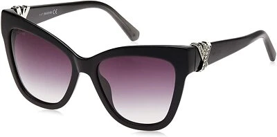Gafas de sol grandes de plástico negro SWAROVSKI SK157 SW157 01B 55-17-140 ojo de gato SK0157  Foto 1 de 3