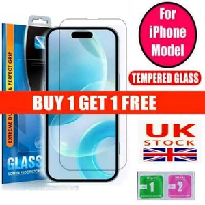 BEST Tempered Glass Screen Protector For New iPhone 16 15 14 13 12 11 XR 17 Pro - Picture 1 of 6