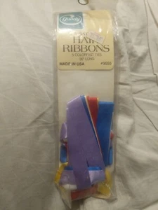 Vintage 80s Goody Grosgrain & Satin Hair 5 Ribbons Colorfast Ties 36" LG #9555  - Picture 1 of 2