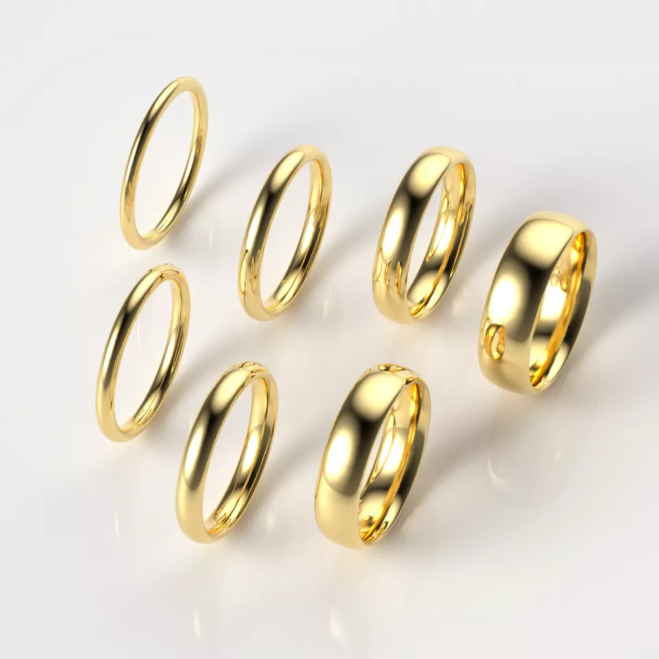 14K Yellow Gold 1.5mm 2mm 2.5mm 3mm 4mm 5mm 6mm Comfort Fit Wedding Band - Image 1 of 4