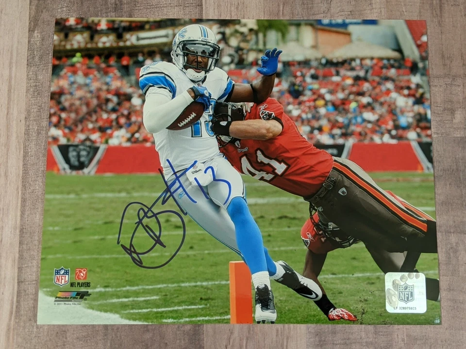 Arquivo de foto assinado por Nate Burleson 8x10 certificado de autenticidade Detroit Lions Seahawks Vikings A - Imagem 1 de 1