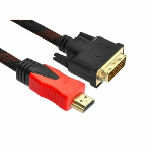 Connecteur HDMI 1,4 m > câble DVI DVI-D 24+1 connecteur 1080p Ful HD TV plaqué or nylon - Photo 1/5