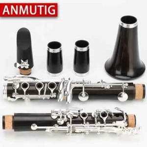 Clarinet Bb Wood Ebony Silver Plated Buttons 17 Keys Clarinet G51 - Picture 1 of 16