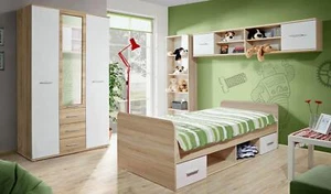 Kinderzimmer Set Bett Nachttisch Designer Kleiderschrank Modern Einrichtung 4tlg - Bild 1 von 6