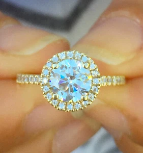GIA Certified 14k Yellow Gold Round Lab Grown Diamond Engagement Rings 1.50ctw - Picture 1 of 11