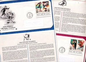 1984 Winter Olympics Lake Placid Sc 2067-2070 ArtCraft 2 FDCs with PCS info page - Picture 1 of 3