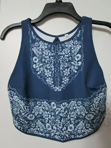 NWT Women's FREE PEOPLE Blue Floral Bralette Shirt Size Medium - MSRP $58 - Picture 1 of 3