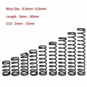 10 piezas de resorte de compresión de 0,5/0,6 mm de diámetro de alambre OD 3-12 mm tipo Y resortes pequeños de acero - Imagen 1 de 4