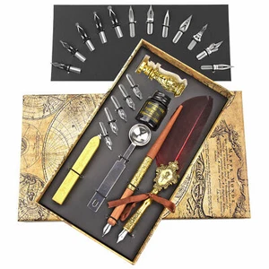 Trustela's Quill And Ink Wax Stamp Set In A Gift Box - Calligraphy Dip Pen Set - Picture 1 of 7