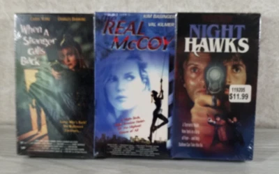 3 VHS MOVIES THE REAL McCOY - When A Stranger Calls Back - Night hawks SEALED - Image 1 of 4
