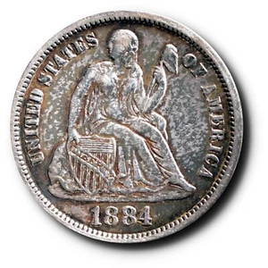 1884 Seated Liberty Dime 10C Engraved "Veronica" on Reverse AU Details - Picture 1 of 3