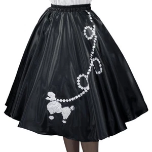 "FALDA CANICHE SATINADA NEGRA AÑOS 50 Talla X-Cintura grande: 40""-48"" Longitud 25"" - Imagen 1 de 2