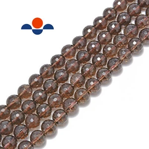 Natürlicher Rauchquarz Facettiert Rund Perlen 4 mm 6 mm 8 mm 10 mm 12 mm 15,5 Zoll Strang - Bild 1 von 6