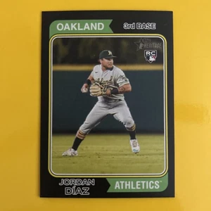 🐶  2023 Topps Heritage Black Border SP #153 JORDAN DIAZ RC Oakland Athletics - Picture 1 of 2