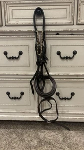 Cordoba Sabre Dressage Crank Bridle Brown Havana Horse Size Bling Browband Gold  - Picture 1 of 3
