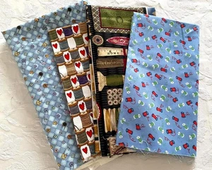 Set of 4 Sewing-Themed Cotton Fabrics – Debbie Mumm, Moda, Lake House, Ann Lynn - Picture 1 of 3
